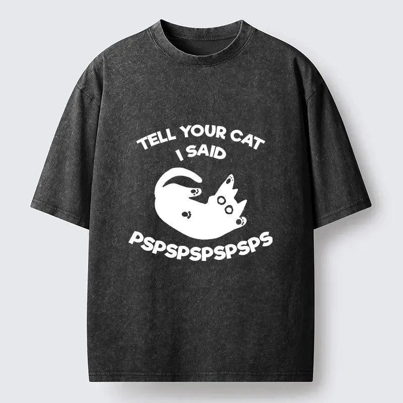 Kyoto-Lion Funny Meme Cat Spssps Whisper Vibe Washed T-Shirt
