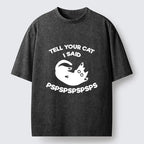 Kyoto-Lion Funny Meme Cat Spssps Whisper Vibe Washed T-Shirt