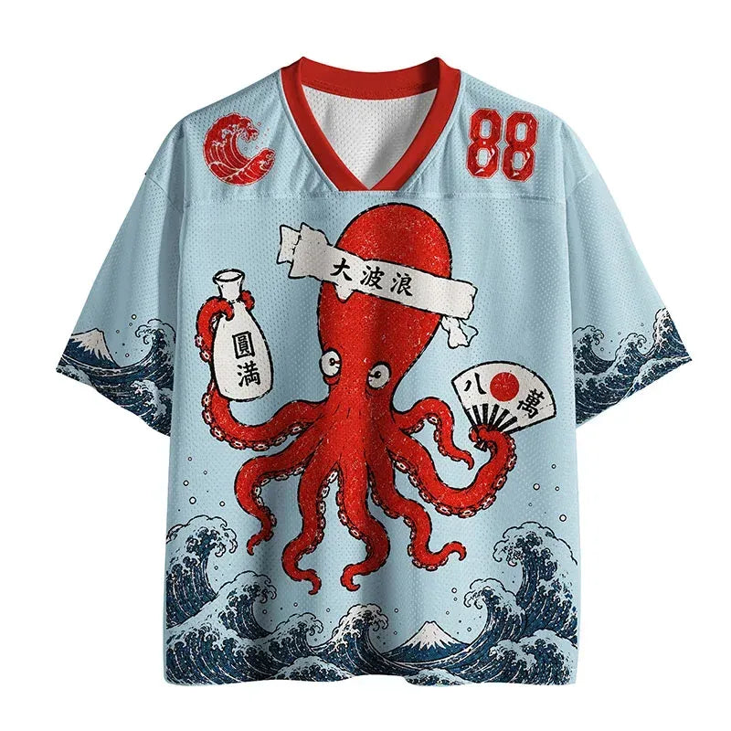 Kyoto-Lion Octopus Drinking Funny Mesh Jersey