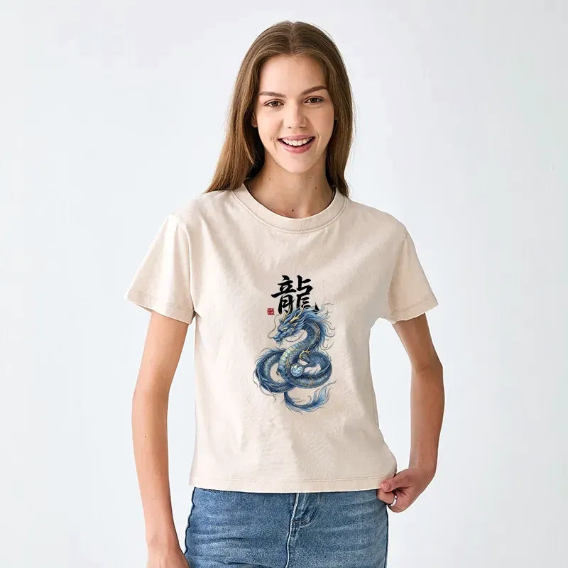 Vintage Washed Dragon T-shirt for Streetwear