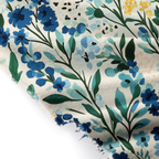 Kyoto-Lion Serenely Blue Flora Fringed Scarf