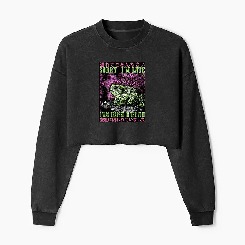 Japanese Washed Crop Sweatshirt for Women