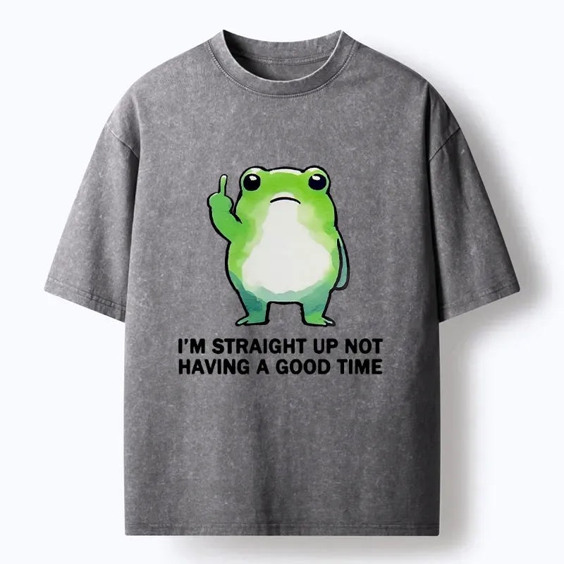 Kyoto-Lion Grumpy Frog¡¯s Bad Mood Washed T-Shirt