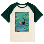 japanese retro cat raglan t-shirt