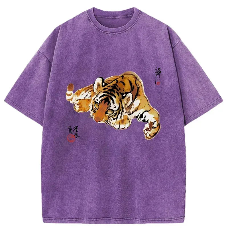 Japanese Tiger Cub Washed T-Shirt for Streetwear