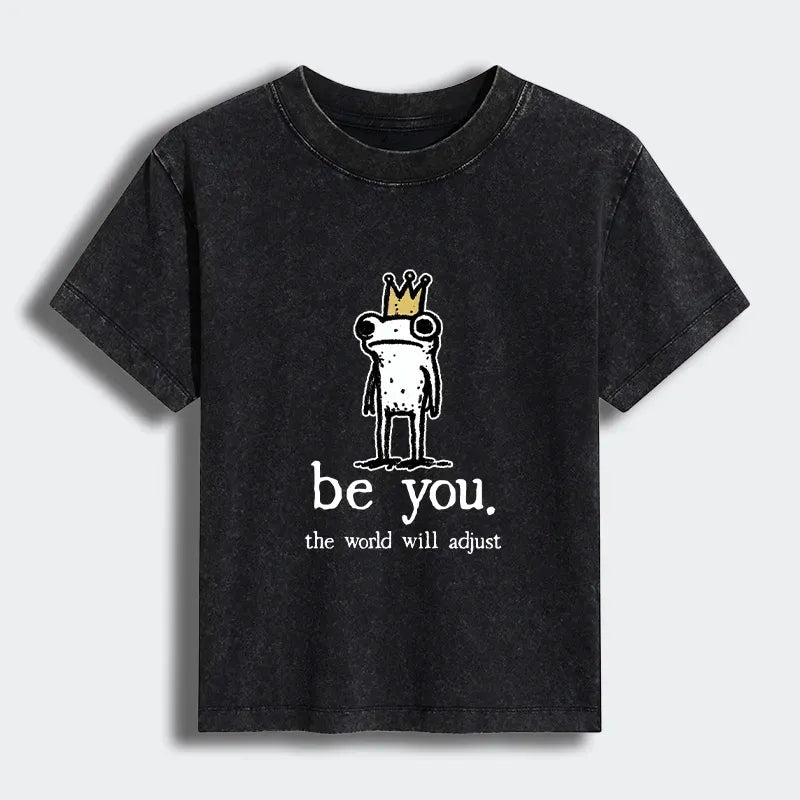 Washed Cotton Frog Tee for Daily Wear
