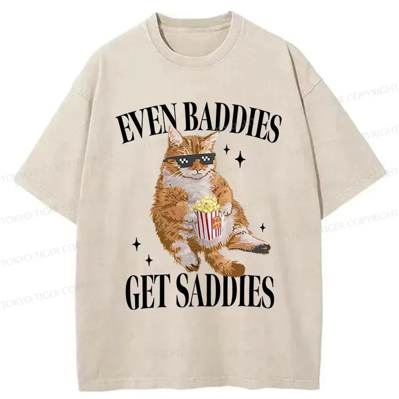 japanese washed cat t-shirt for vacation