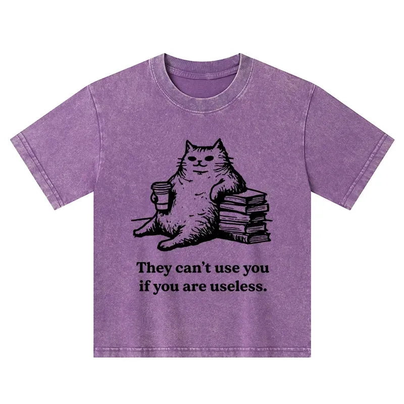 Funny Cat Proving Uselessness Kids Tee