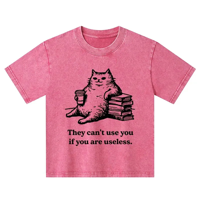 Japanese Cat Kids Washed T-Shirt
