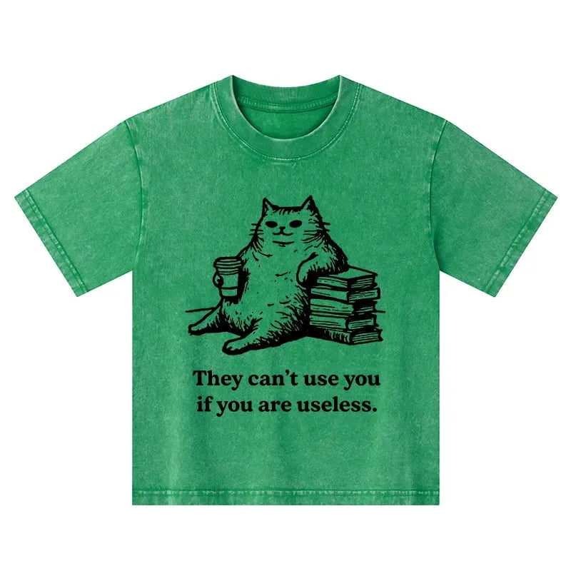 Japanese Cat Kids Washed T-Shirt