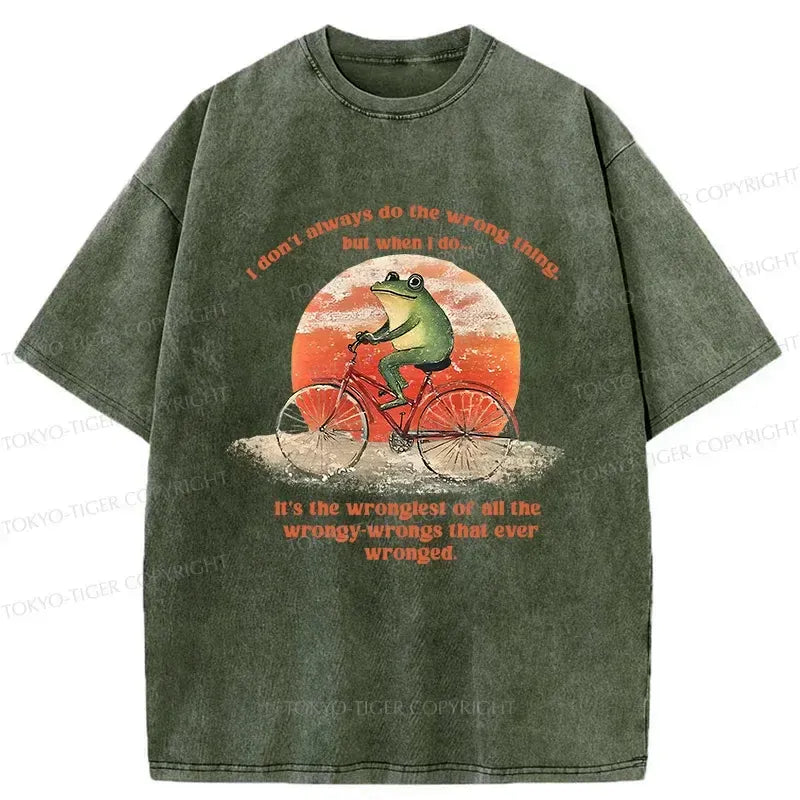 Kyoto-Lion Frog About To Do Something Stupid Washed T-Shirt