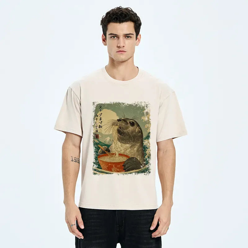 Kyoto-Lion Slurp Like a Seal Washed T-Shirt