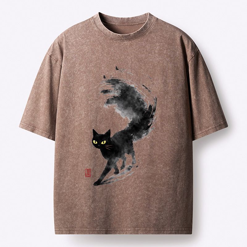 Kyoto-Lion Cat In Motion Washed T-Shirt