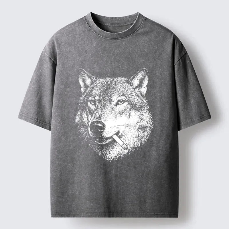 Kyoto-Lion Cool Wolf Meme Bad Decisions Pending Washed T-Shirt