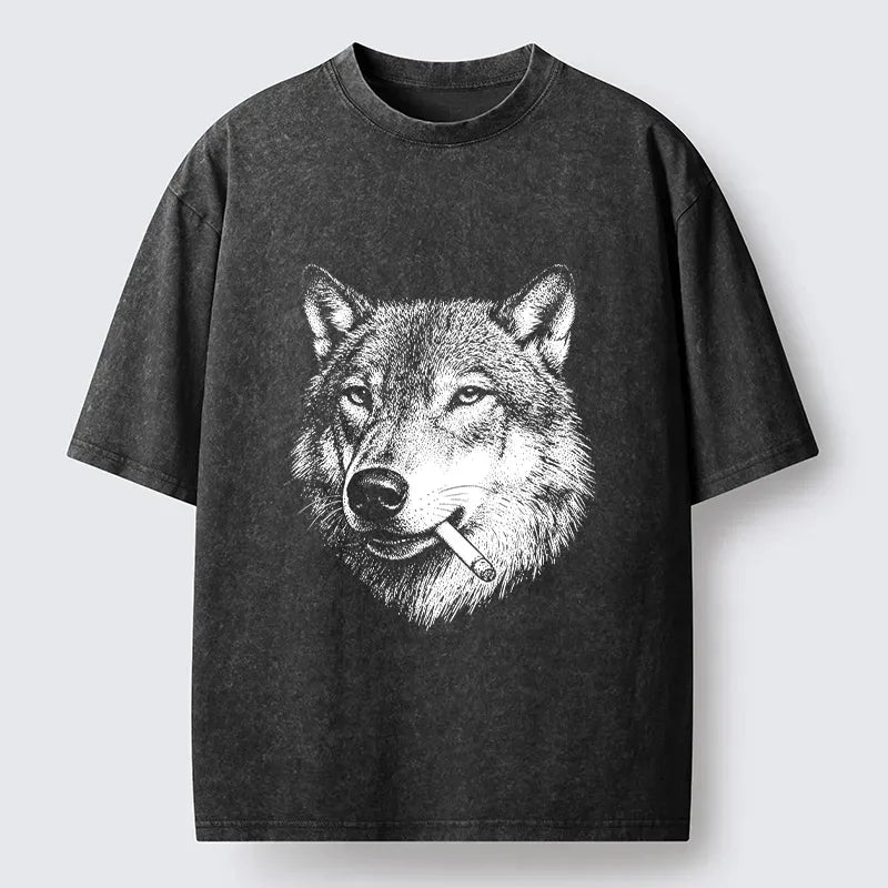 Kyoto-Lion Cool Wolf Meme Bad Decisions Pending Washed T-Shirt