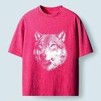 Kyoto-Lion Cool Wolf Meme Bad Decisions Pending Washed T-Shirt