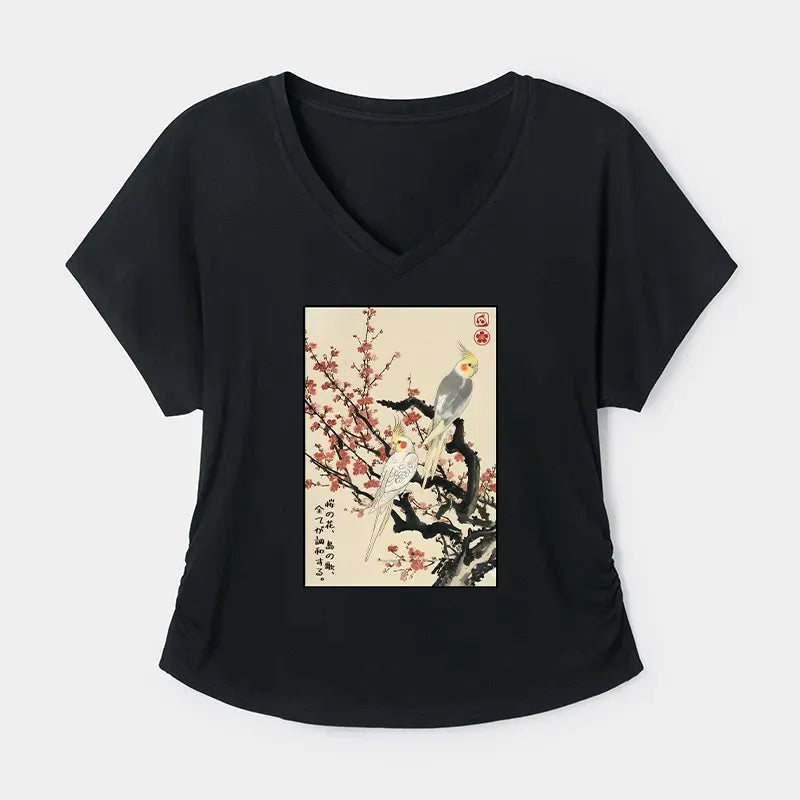 Kyoto-Lion Whispers of Silent Blossoms Modal Dolman Sleeve T-Shirt