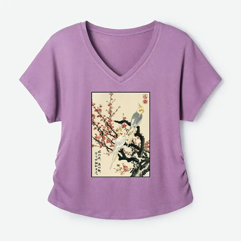 Kyoto-Lion Whispers of Silent Blossoms Modal Dolman Sleeve T-Shirt