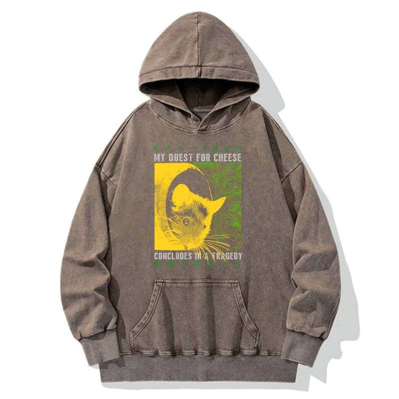 Kyoto-Lion Mouse Has A Passion For Cheese Washed Hoodie