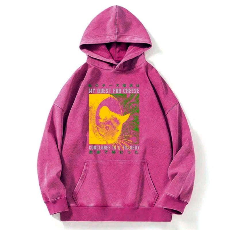 Kyoto-Lion Mouse Has A Passion For Cheese Washed Hoodie