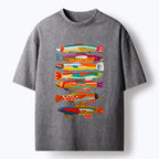 colorful fish print vintage tee