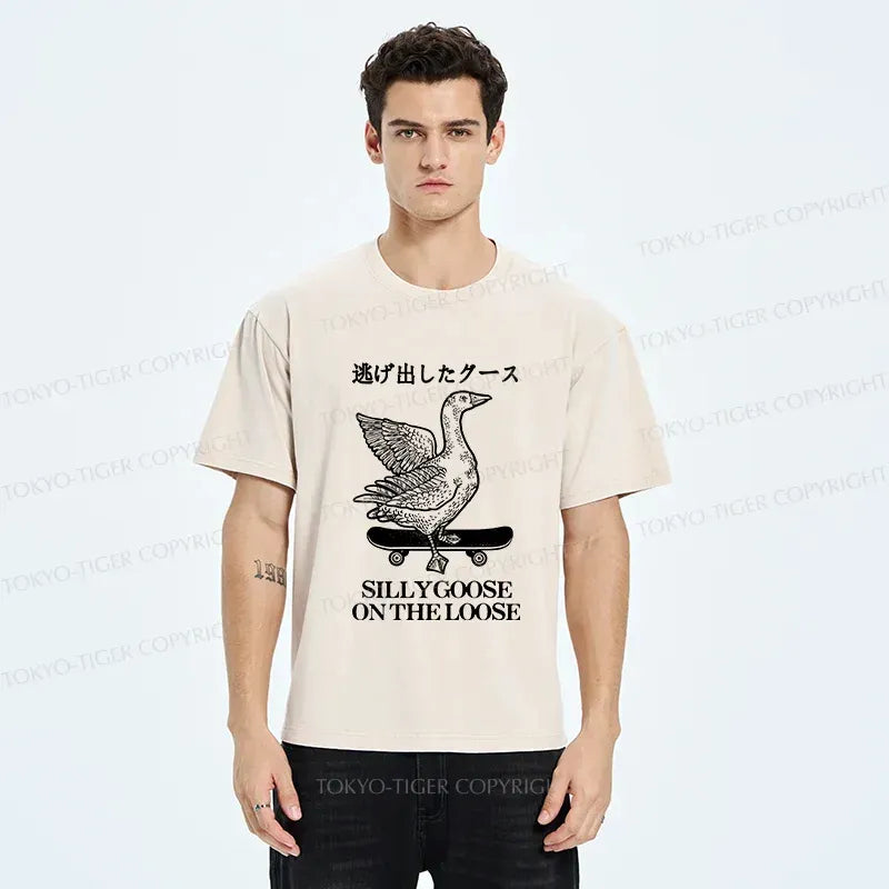 Kyoto-Lion Skateboard Goose Washed T-Shirt