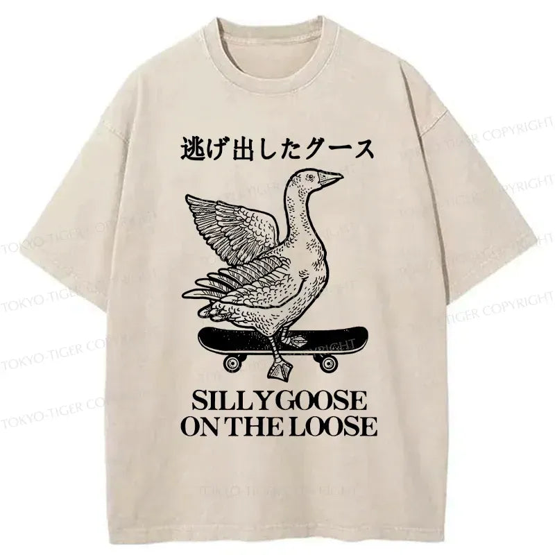 Kyoto-Lion Skateboard Goose Washed T-Shirt