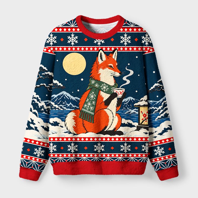 Kyoto-Lion Winter Fox Christmas Ugly Sweatshirt