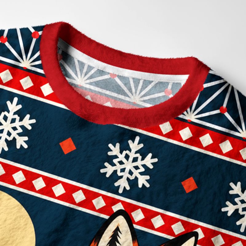 Kyoto-Lion Winter Fox Christmas Ugly Sweatshirt