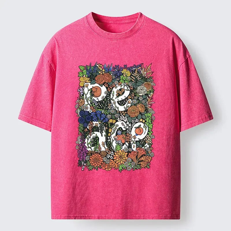 Vintage Floral Peace T-Shirt Free Shipping