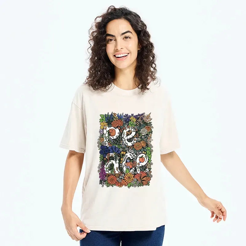 Vintage Floral Peace T-Shirt Free Shipping