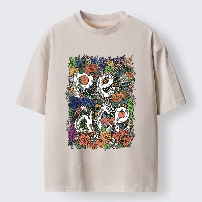 Vintage Floral Peace T-Shirt Free Shipping