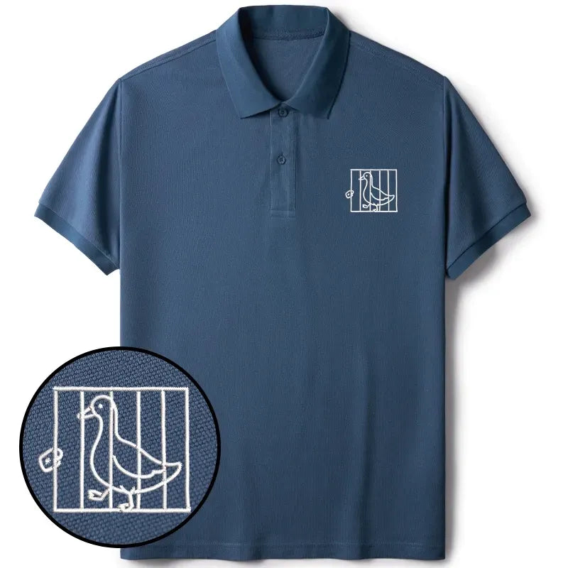 silly goose cage design polo top