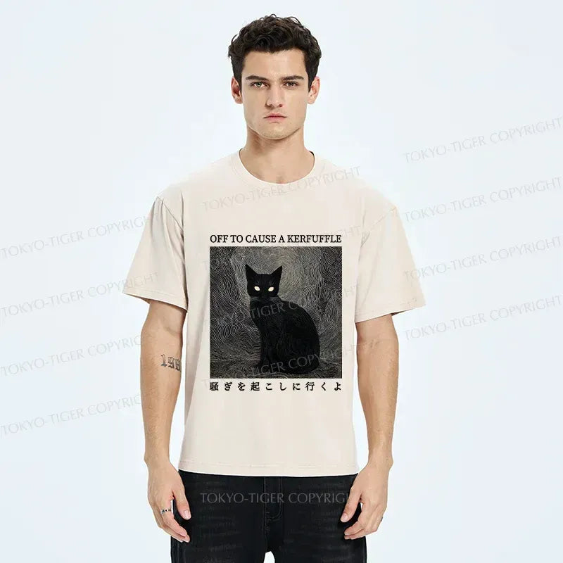 Japanese vintage cat t-shirt for everyday wear