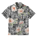 Kyoto-Lion Flowers In Line Art Button-up Shirt