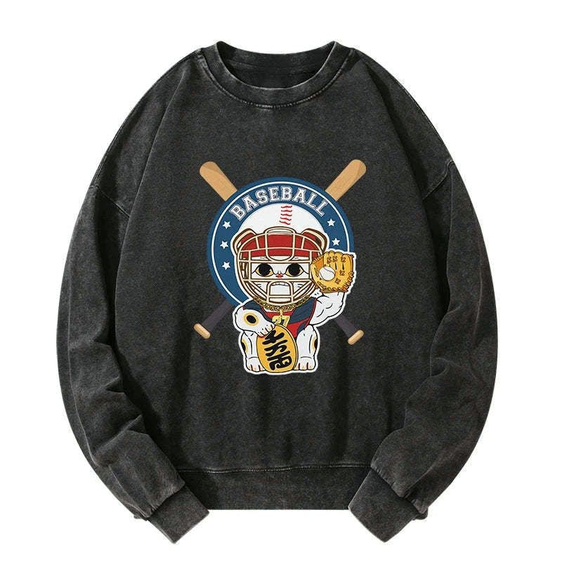 Kyoto-Lion Janpaese Baseball Cat Washed Sweatshirt