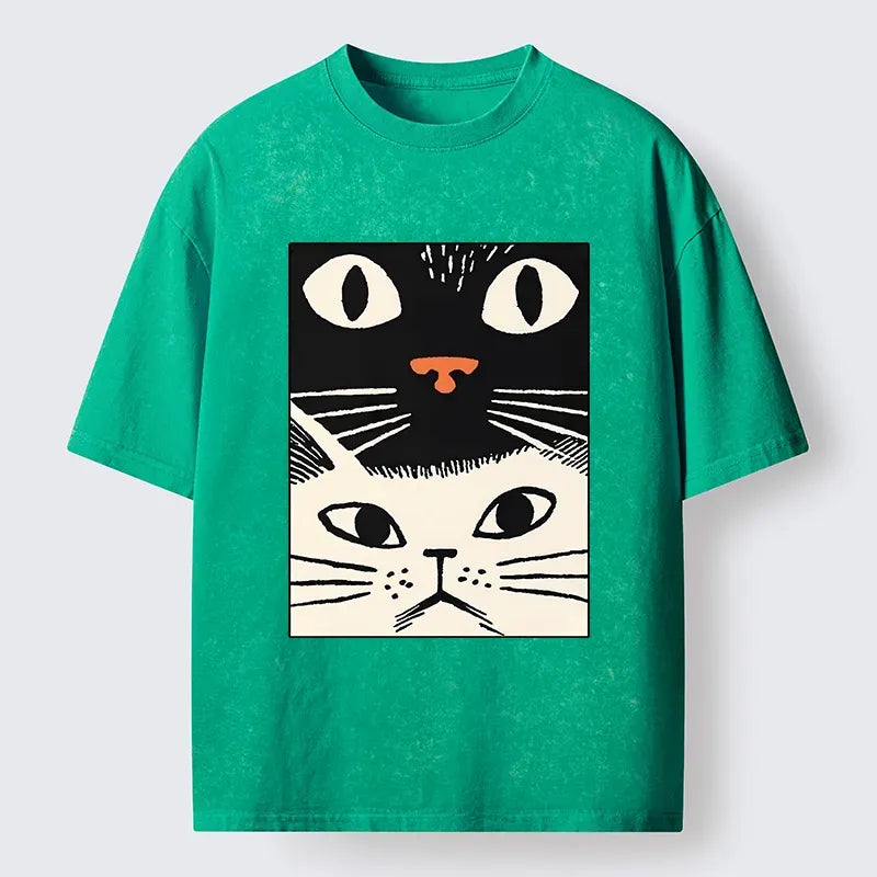 White Cat Vintage T-Shirt Gift for Her
