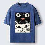 Black Cat Washed T-Shirt for Everyday Wear