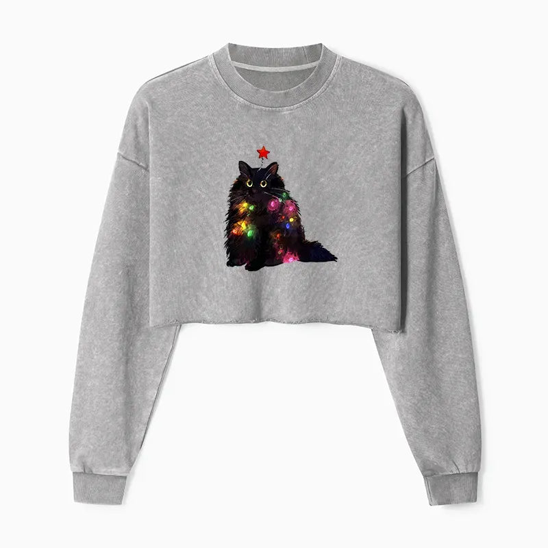 Japanese Cat Crop Sweatshirt on Sale