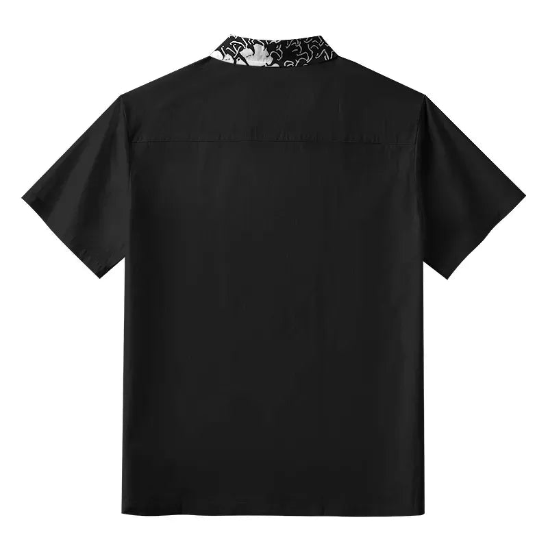 Kyoto-Lion Monochrome Wave Aloha Hawaiian Shirt