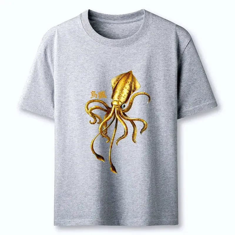 Japanese Squid Ink Painting T-Shirt for Daily Wear