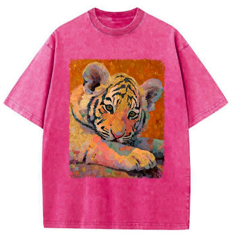 Kyoto-Lion The Cute Tiger Baby Washed T-Shirt