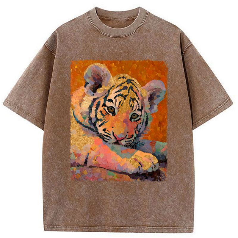 Kyoto-Lion The Cute Tiger Baby Washed T-Shirt