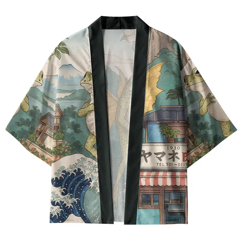 Kyoto-Lion Frog With Wings Kimono Cardigan
