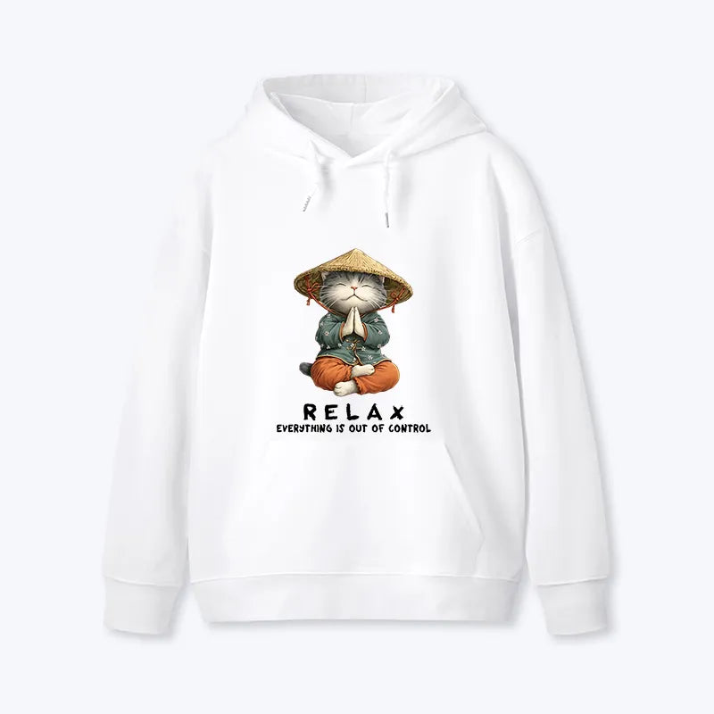 Kyoto-Lion Zen Relax Cat Graphic Classic Hoodie