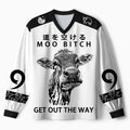 Kyoto-Lion Funny Cow: Moo Bitch Get Out The Way Paneled Long Sleeve Jersey