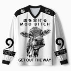 Kyoto-Lion Funny Cow: Moo Bitch Get Out The Way Paneled Long Sleeve Jersey