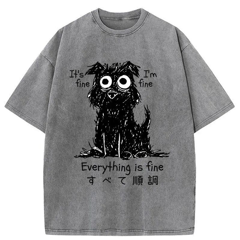 vintage washed dog tee free shipping