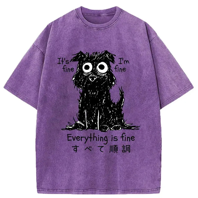 vintage washed dog tee free shipping