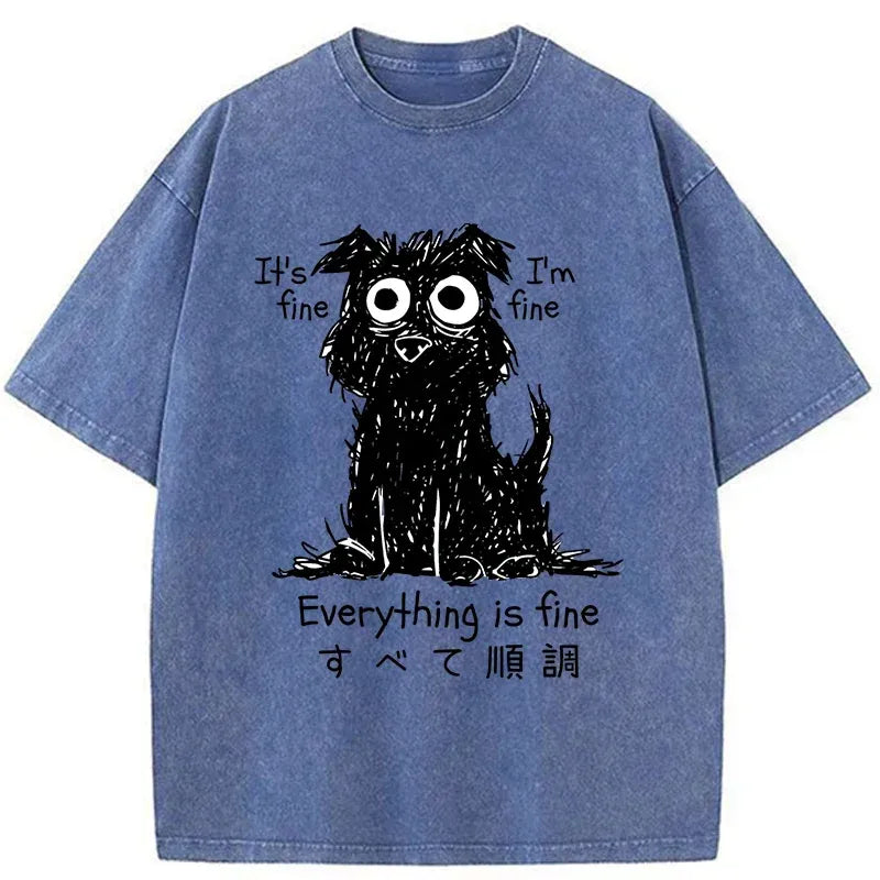 vintage washed dog tee free shipping